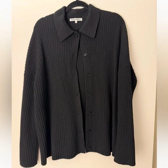 Reformation Black Ribbed Knit Top - Picture 1 of 3